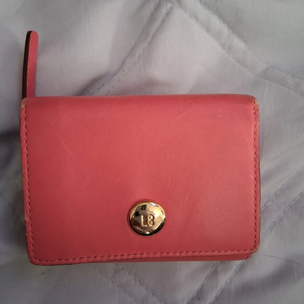 Kate Spade Leather Wallet Pink Salmon Tri Fold